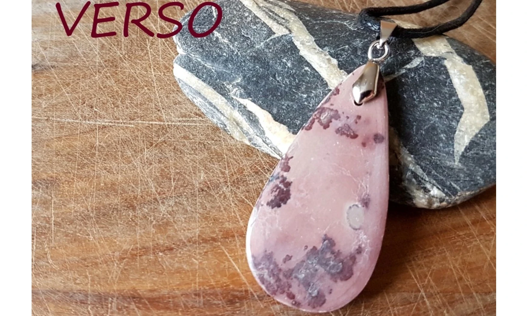 Jaspe dendrite Galet pendentif