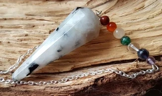 Moonstone faceted cone pendulum