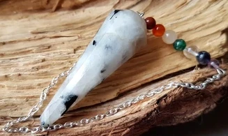 Moonstone faceted cone pendulum