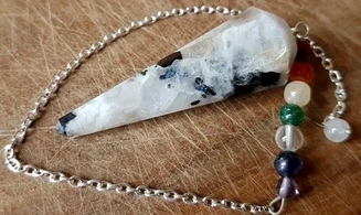 Moonstone faceted cone pendulum