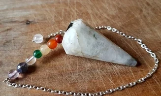 Moonstone faceted cone pendulum