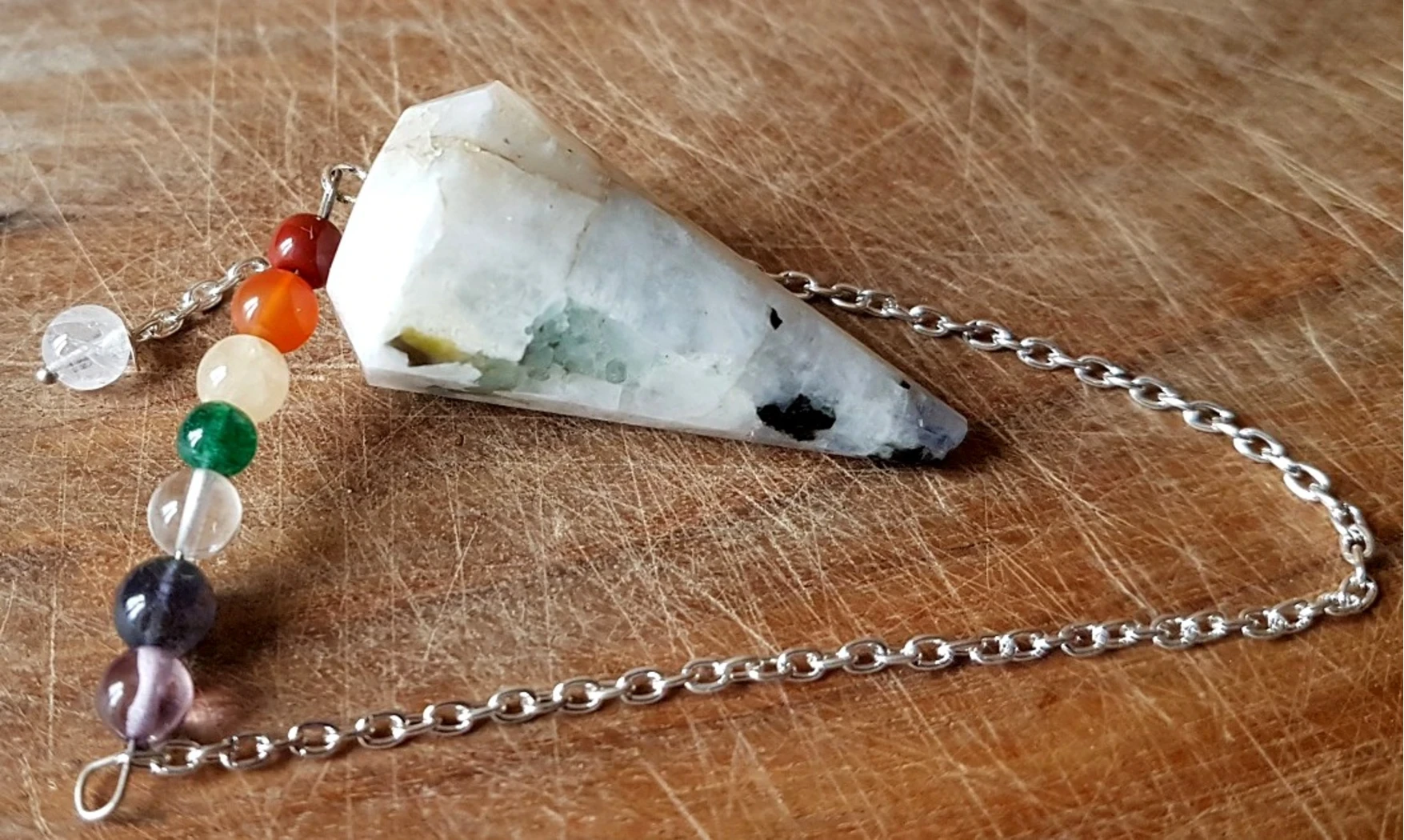 Moonstone faceted cone pendulum