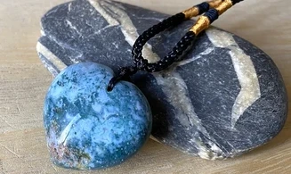 Agate Mousse Coeur pierre pendentif 2