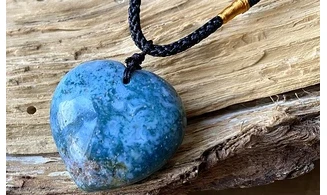 Agate Mousse Coeur pierre pendentif 2