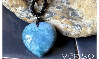 Agate Mousse Coeur pierre pendentif 2
