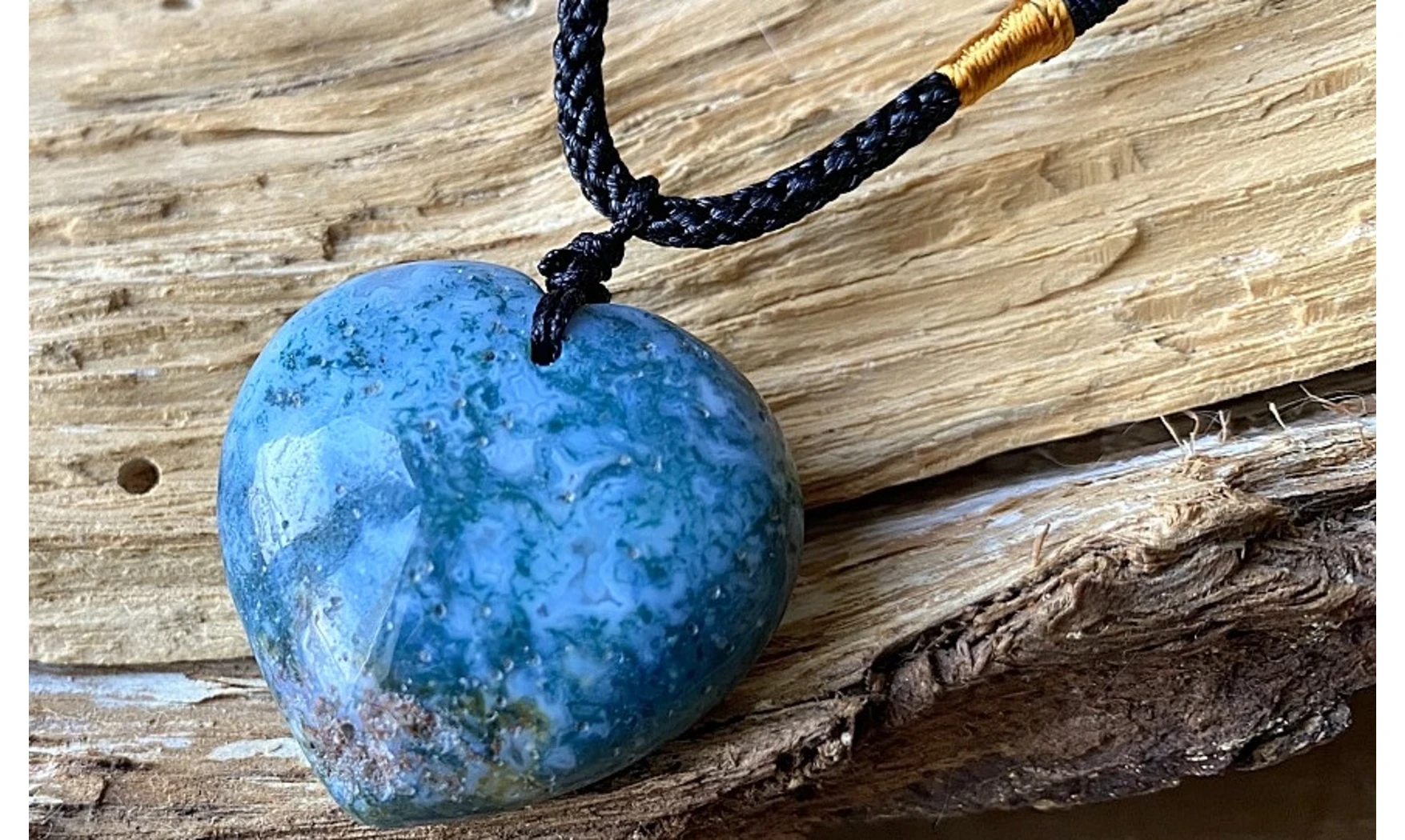Agate Mousse Coeur pierre pendentif 2