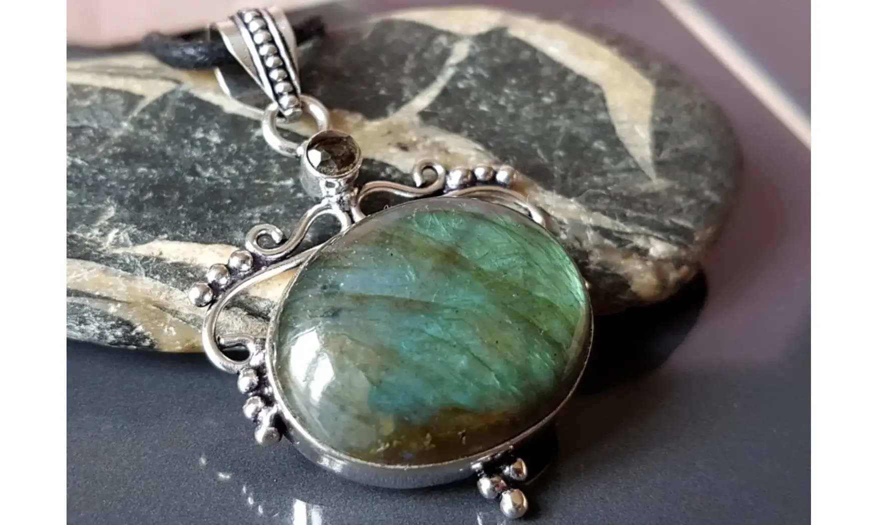 Labradorite 8 pendentif & Argent
