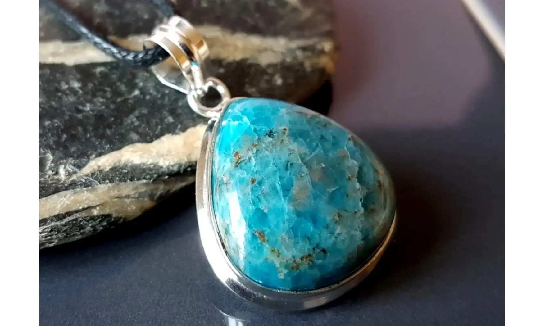 Apatite bleue pendentif & Argent 2