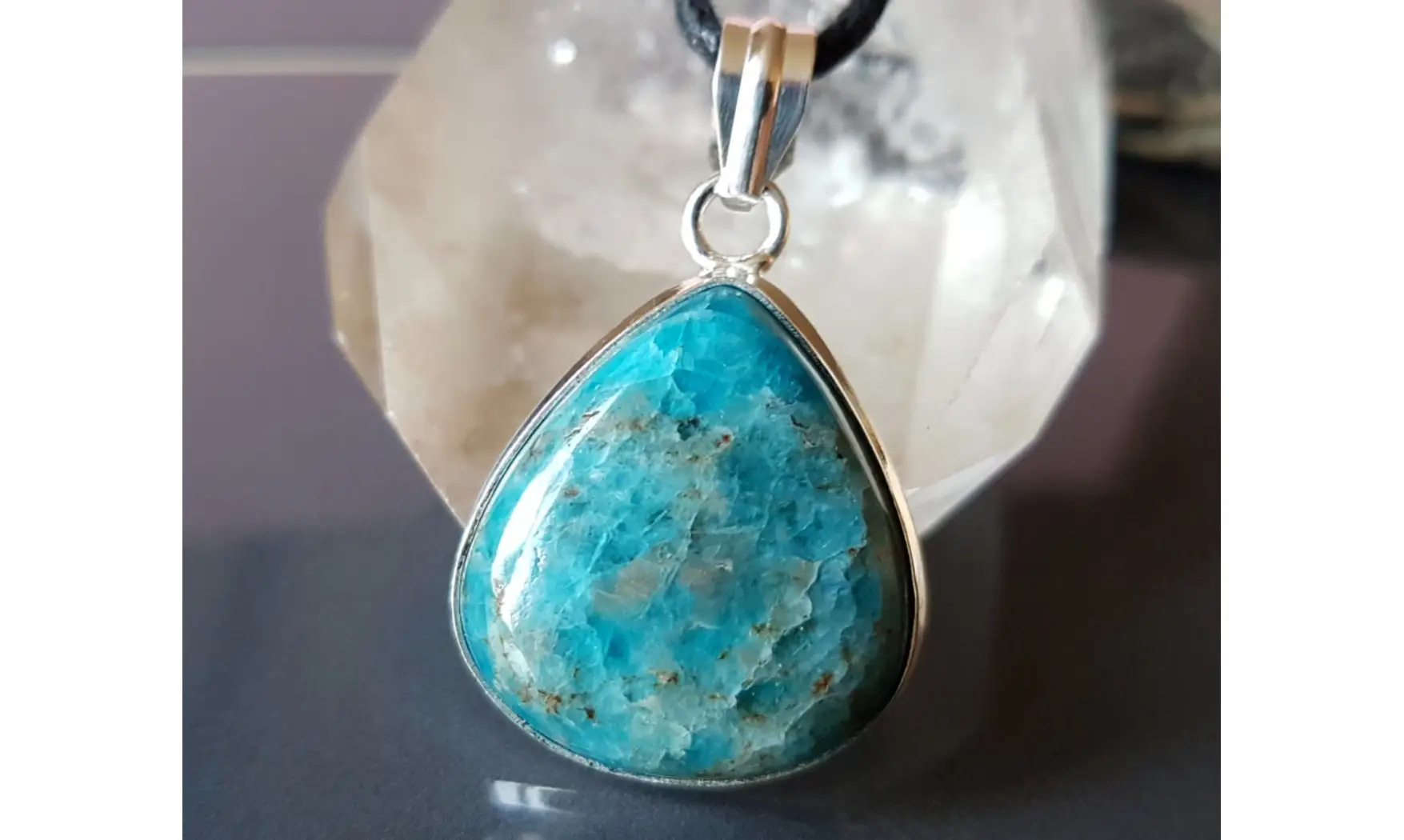 Apatite bleue pendentif & Argent 2