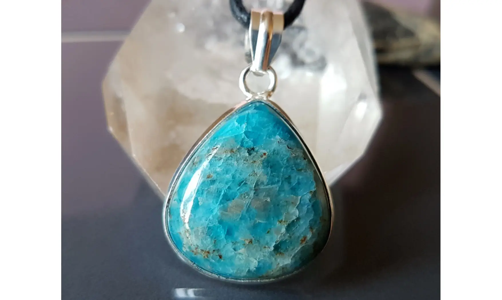 Apatite bleue pendentif & Argent 2