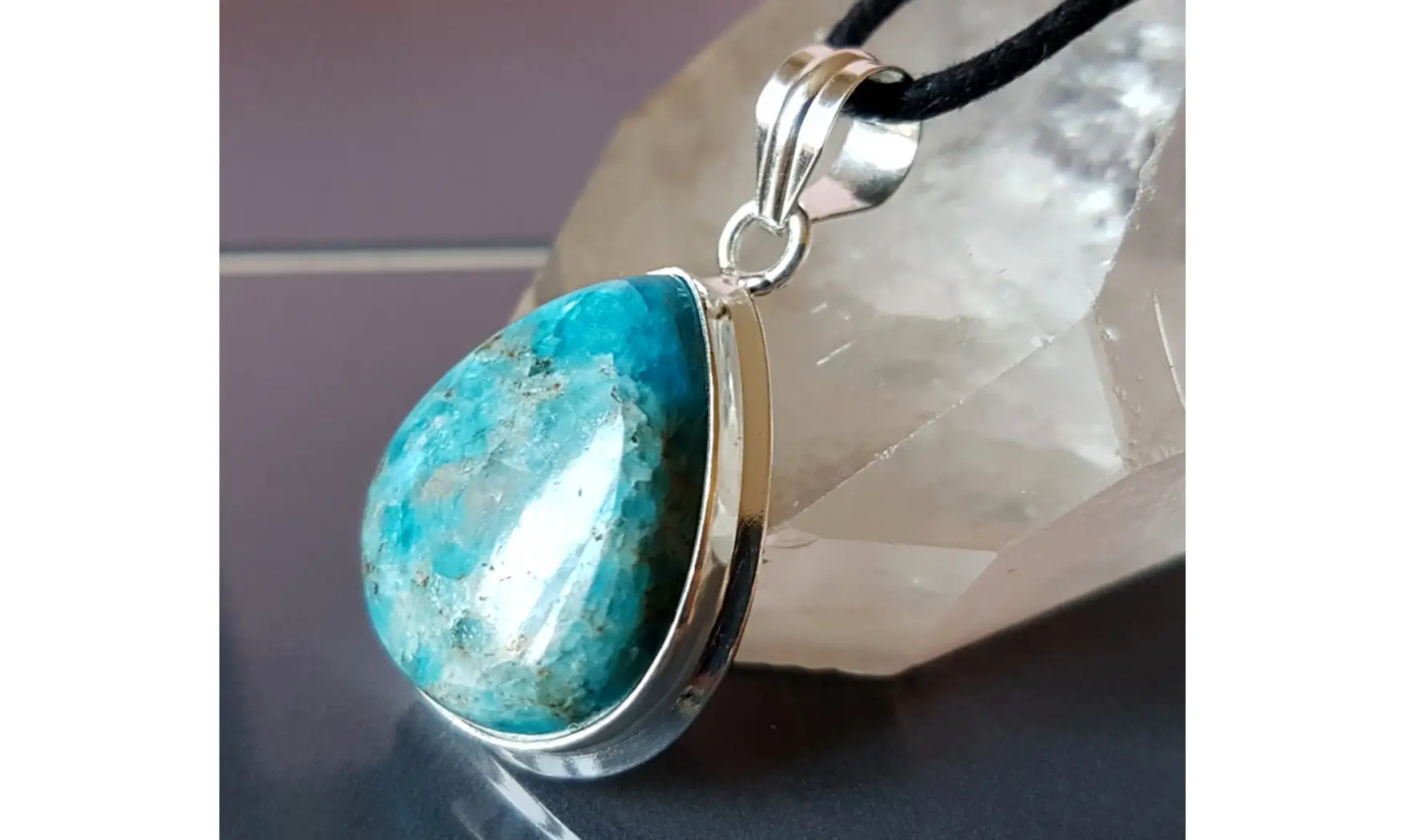 Apatite bleue pendentif & Argent 2