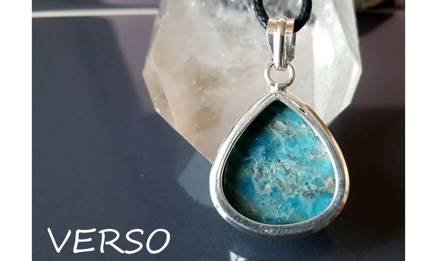 Apatite bleue pendentif & Argent 2