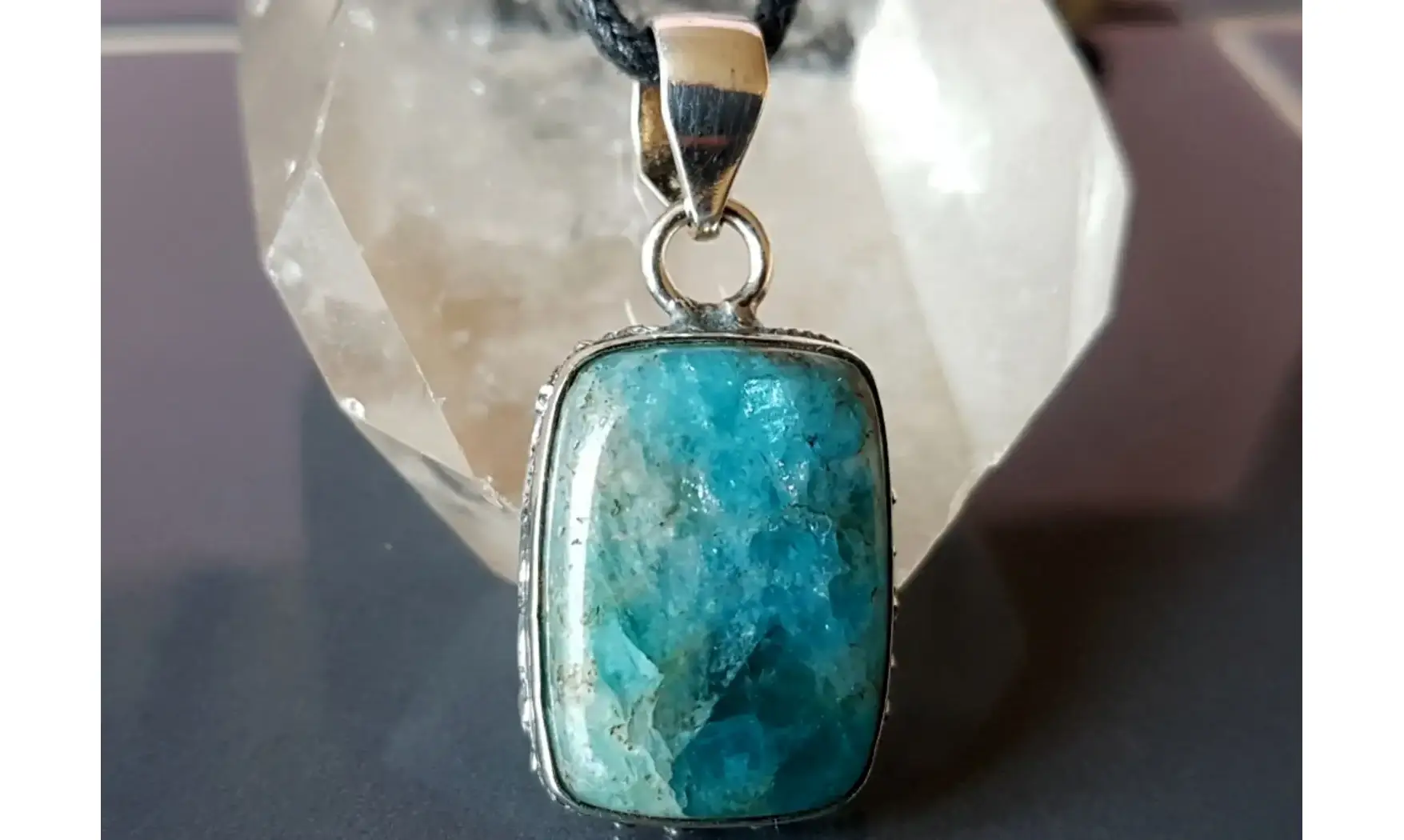 Apatite bleue pendentif & Argent 3