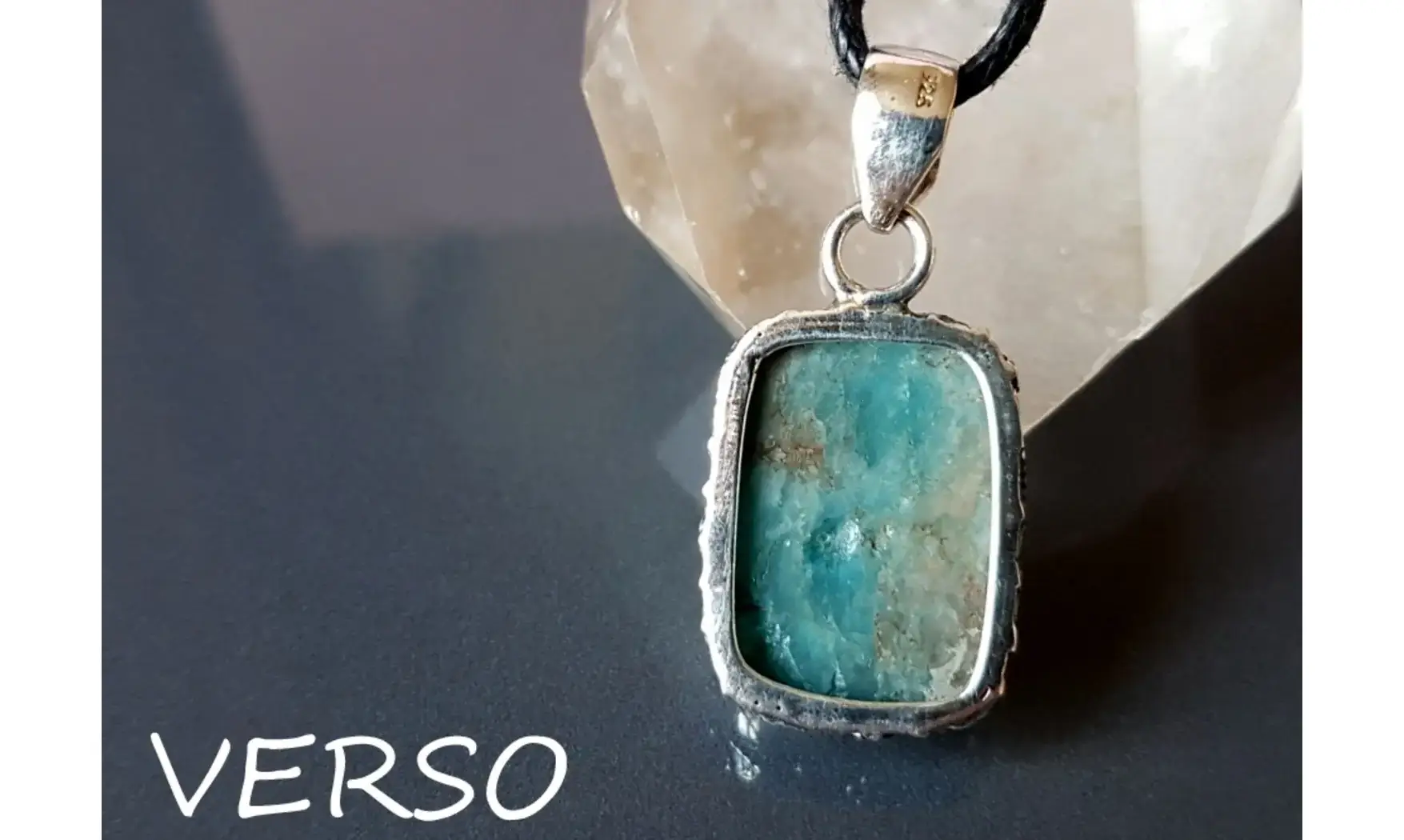 Apatite bleue pendentif & Argent 3