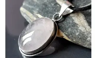 Quartz rose pierre pendentif Argent 2