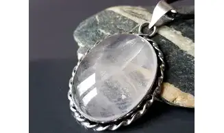 Quartz rose pierre pendentif Argent 4