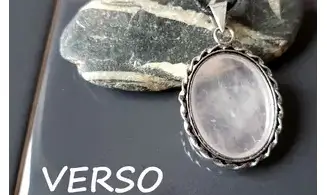 Quartz rose pierre pendentif Argent 4