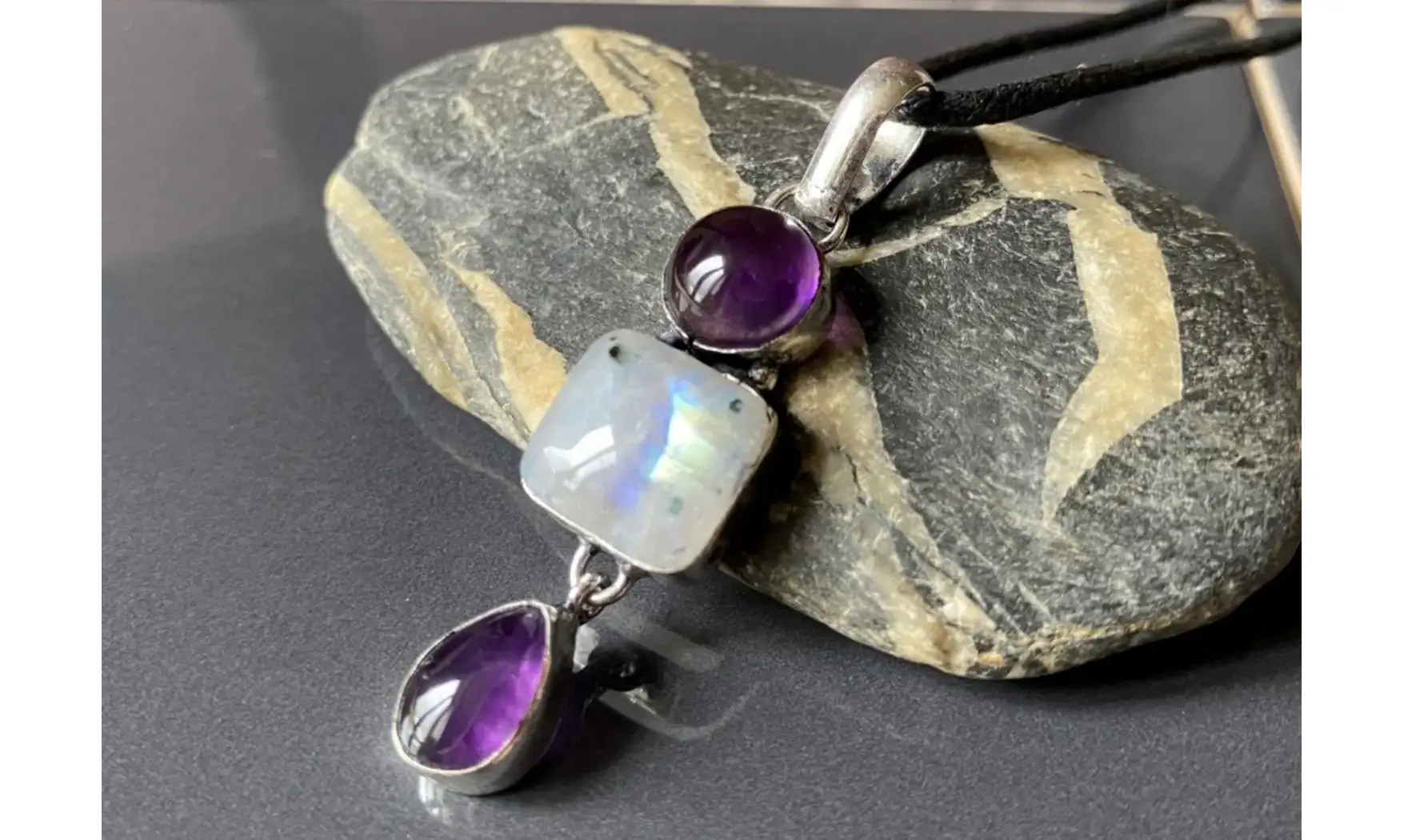 Améthyste pierre pendentif & Argent