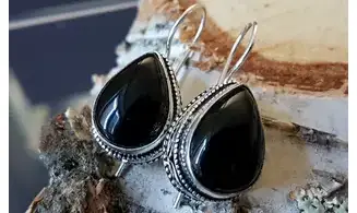 Black Onyx 925 Silver plated Earring