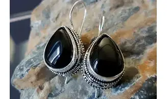 Black Onyx 925 Silver plated Earring