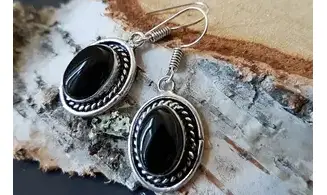 Black Onyx 925 Silver plated Earring