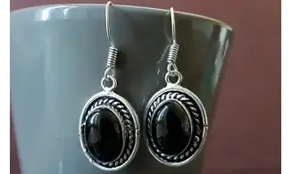 Black Onyx 925 Silver plated Earring