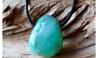 Chrysoprase pierre percée pendentif 2