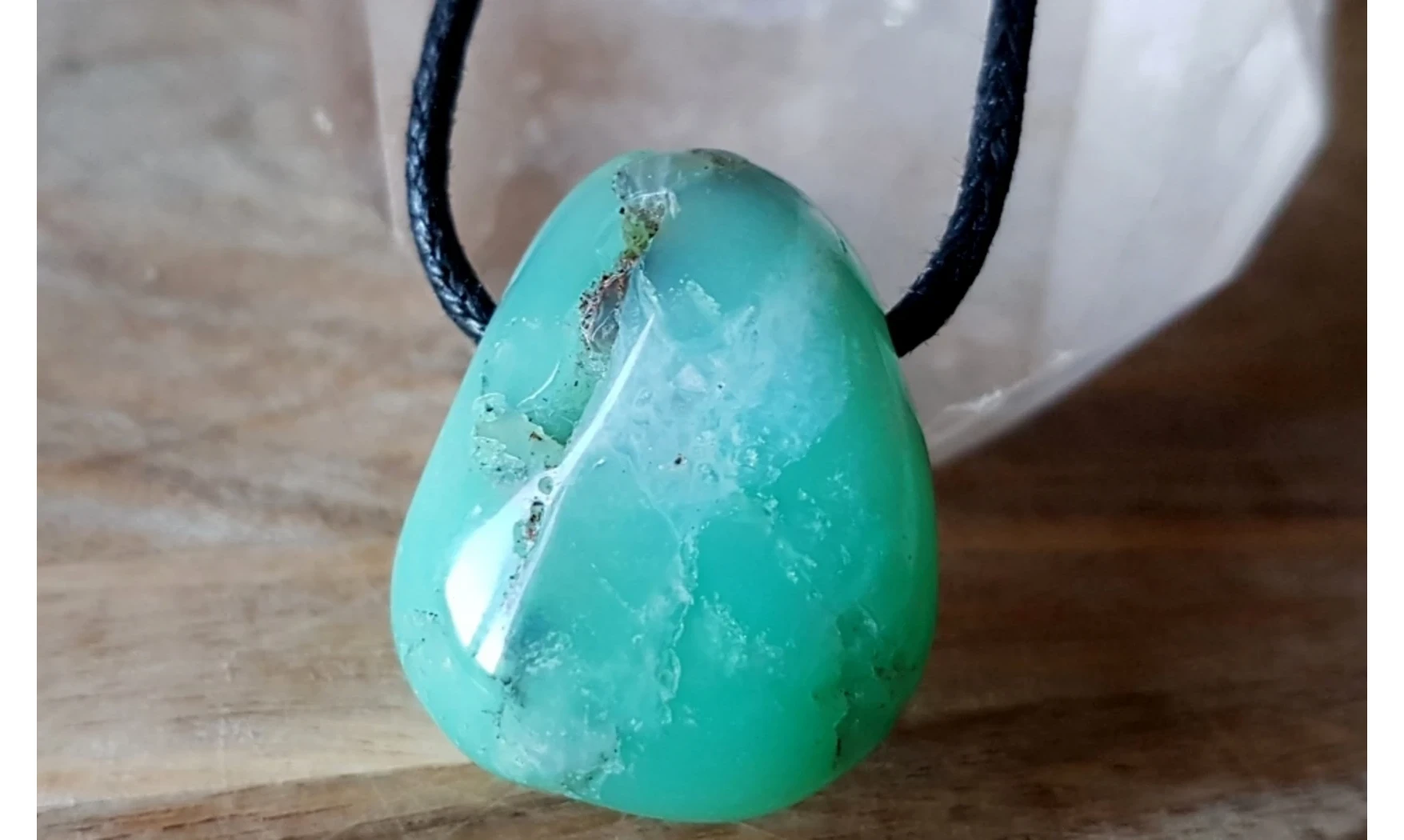 Chrysoprase pierre percée pendentif 2