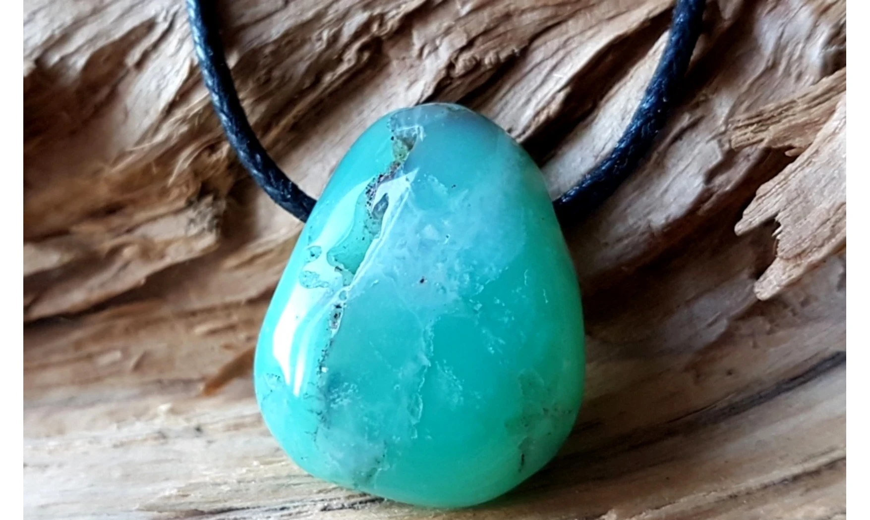 Chrysoprase pierre percée pendentif 2