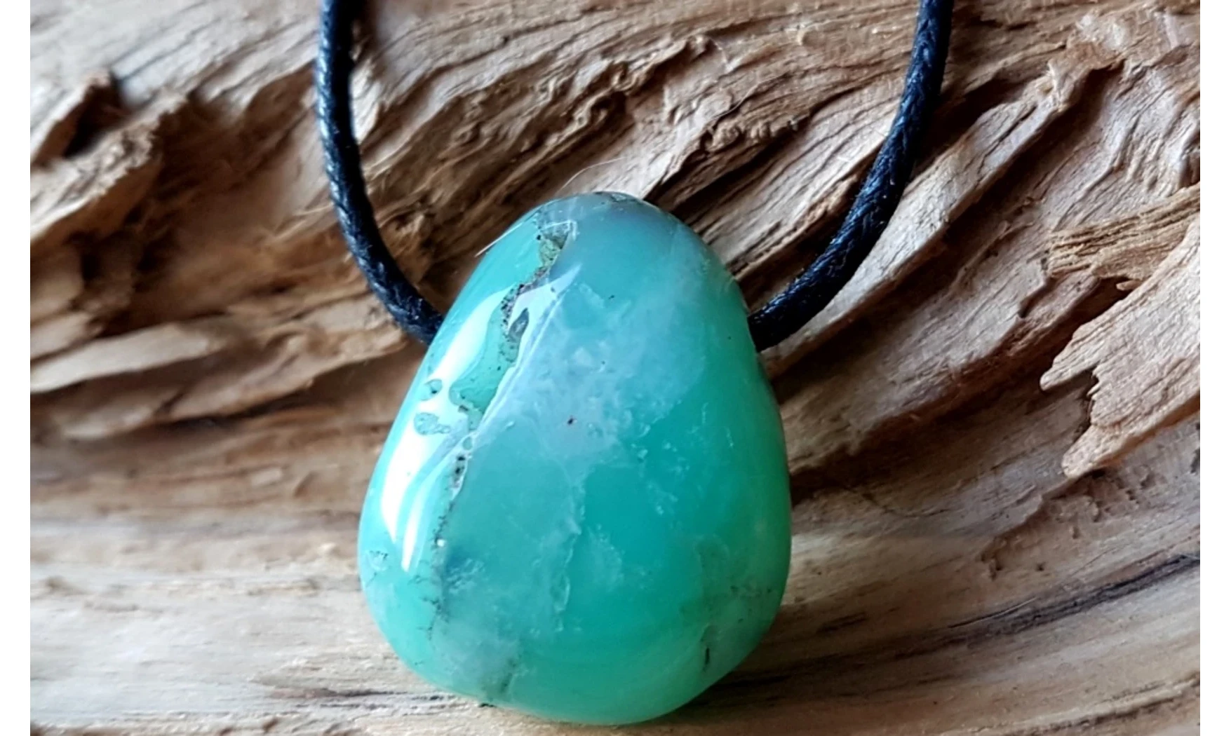 Chrysoprase pierre percée pendentif 2