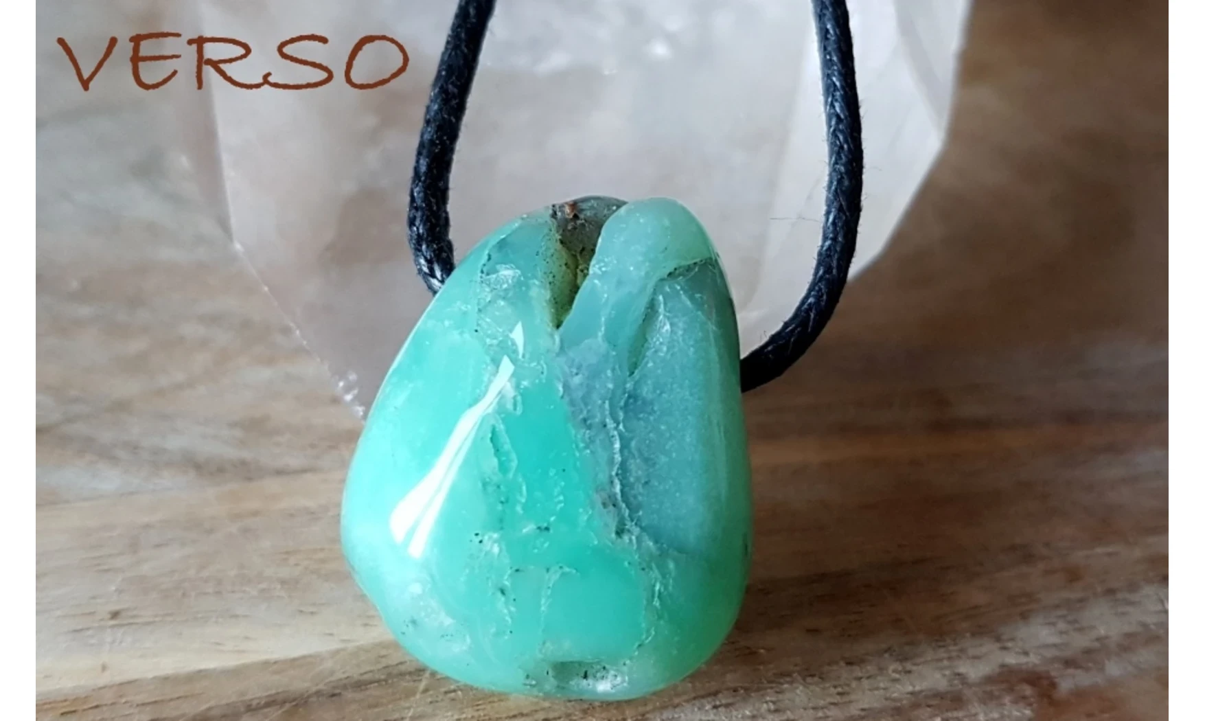 Chrysoprase pierre percée pendentif 2