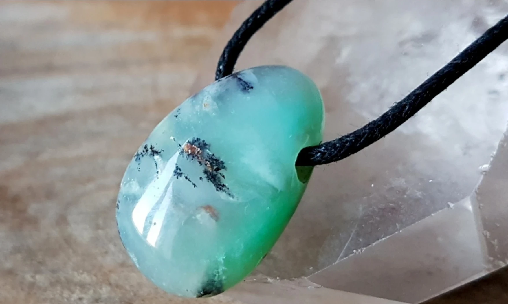 Chrysoprase pierre percée pendentif 4