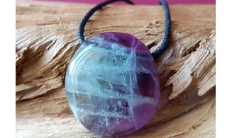 Rainbow Fluorite stone drilled pendant 3