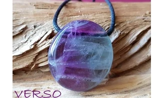 Rainbow Fluorite stone drilled pendant 3