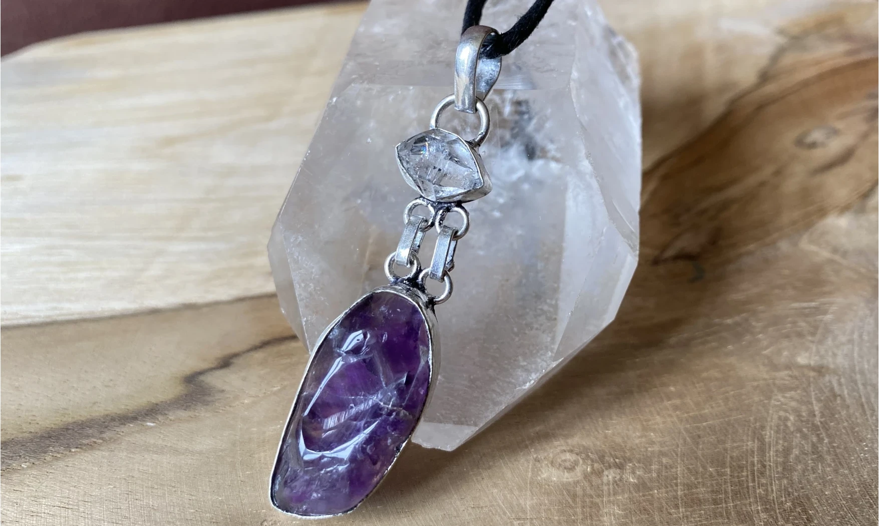 Herkimer Diamond & Amethyst pendant