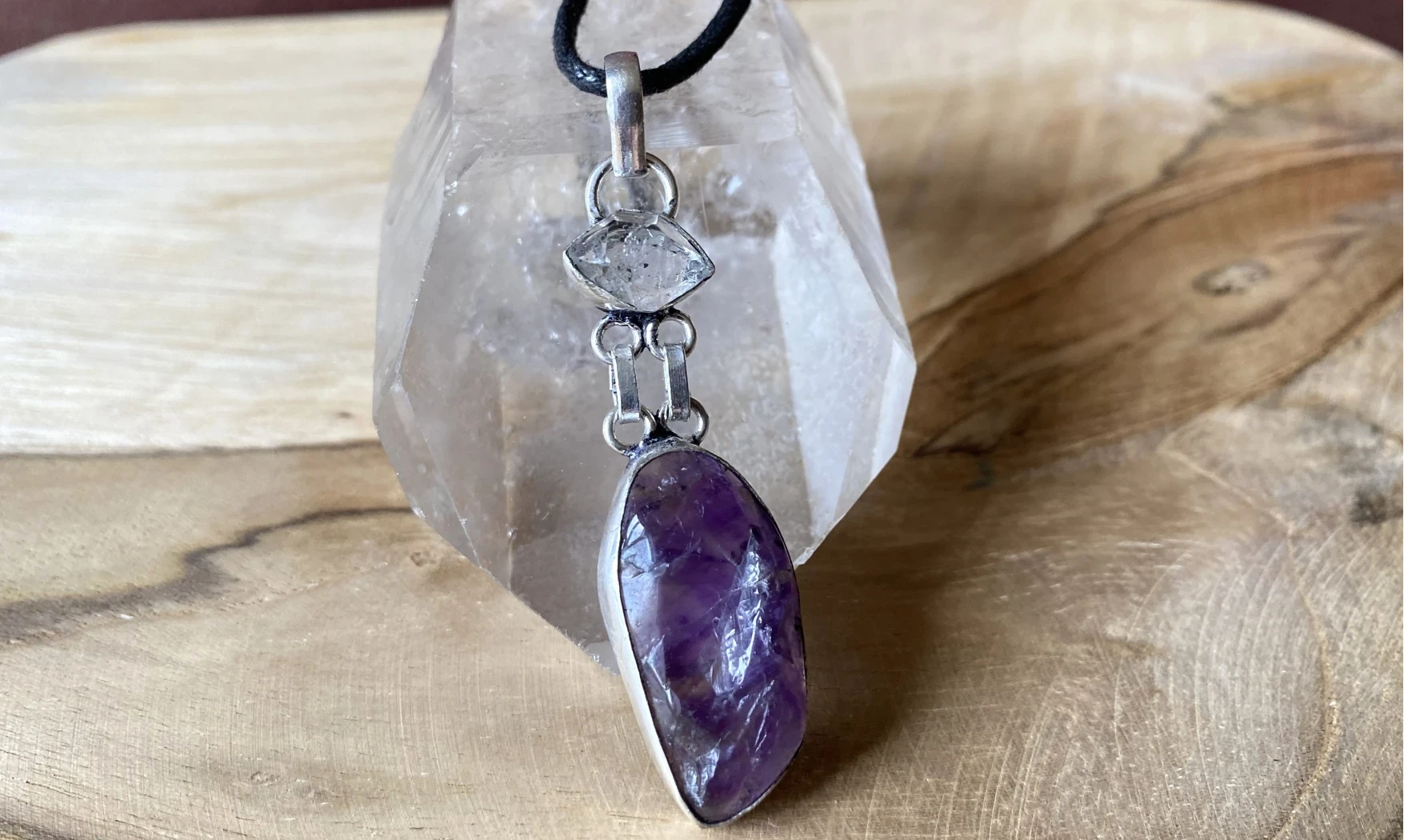 Herkimer Diamond & Amethyst pendant