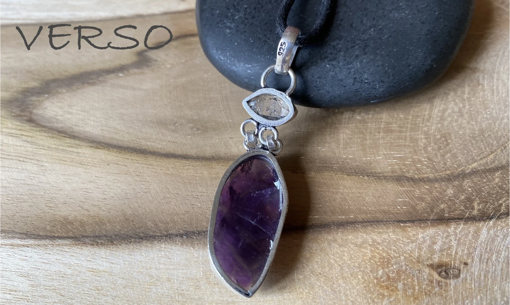 Herkimer Diamond & Amethyst pendant