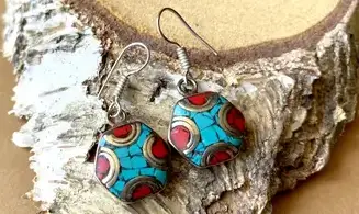 Tibetan Turquoise Coral Earring