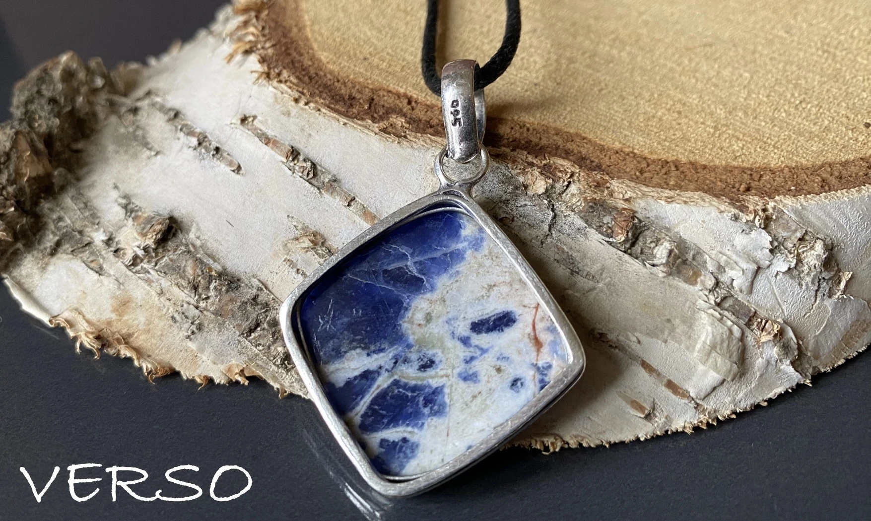 Sodalite & 925 Silver plated pendant