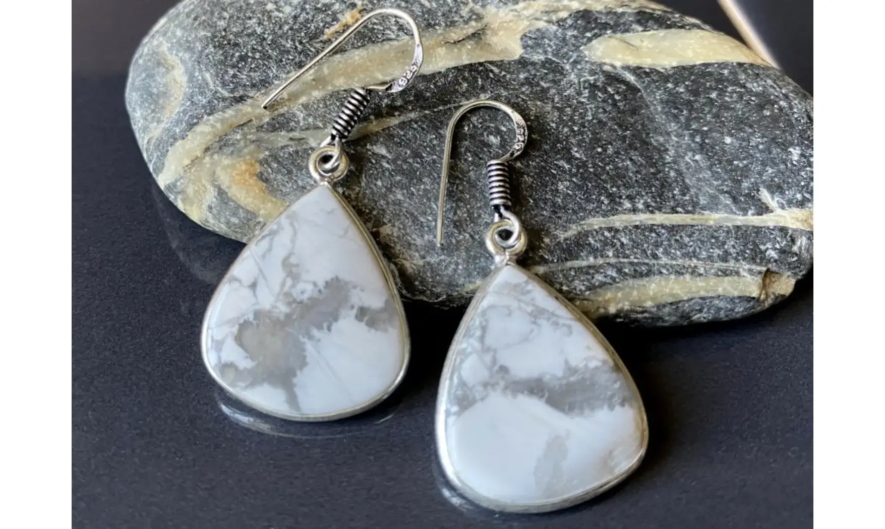 Howlite 925 Silver plated Earring