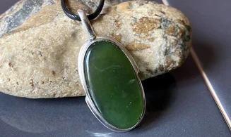Jade Néphrite pierre pendentif & Argent