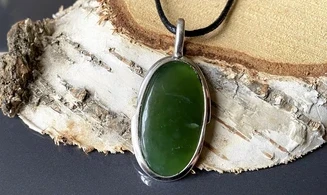 Jade Néphrite pierre pendentif & Argent