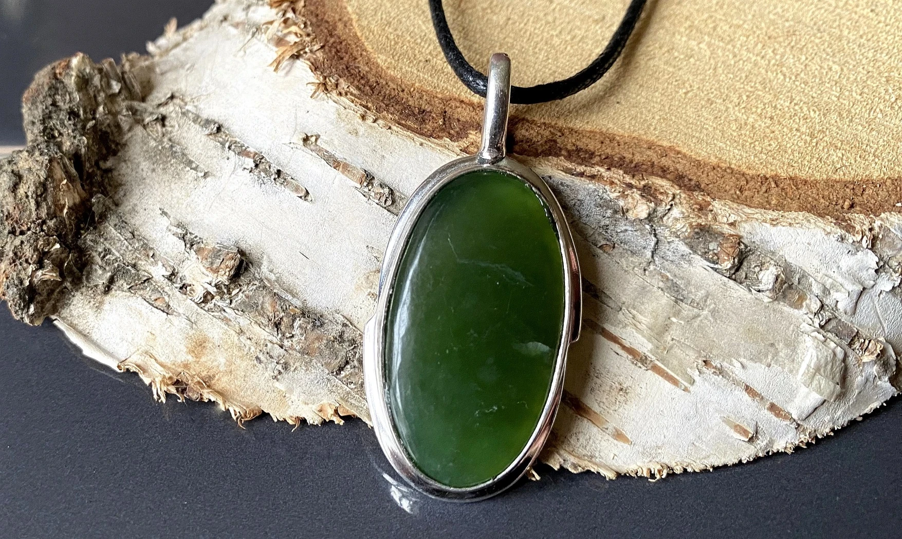 Jade Néphrite pierre pendentif & Argent