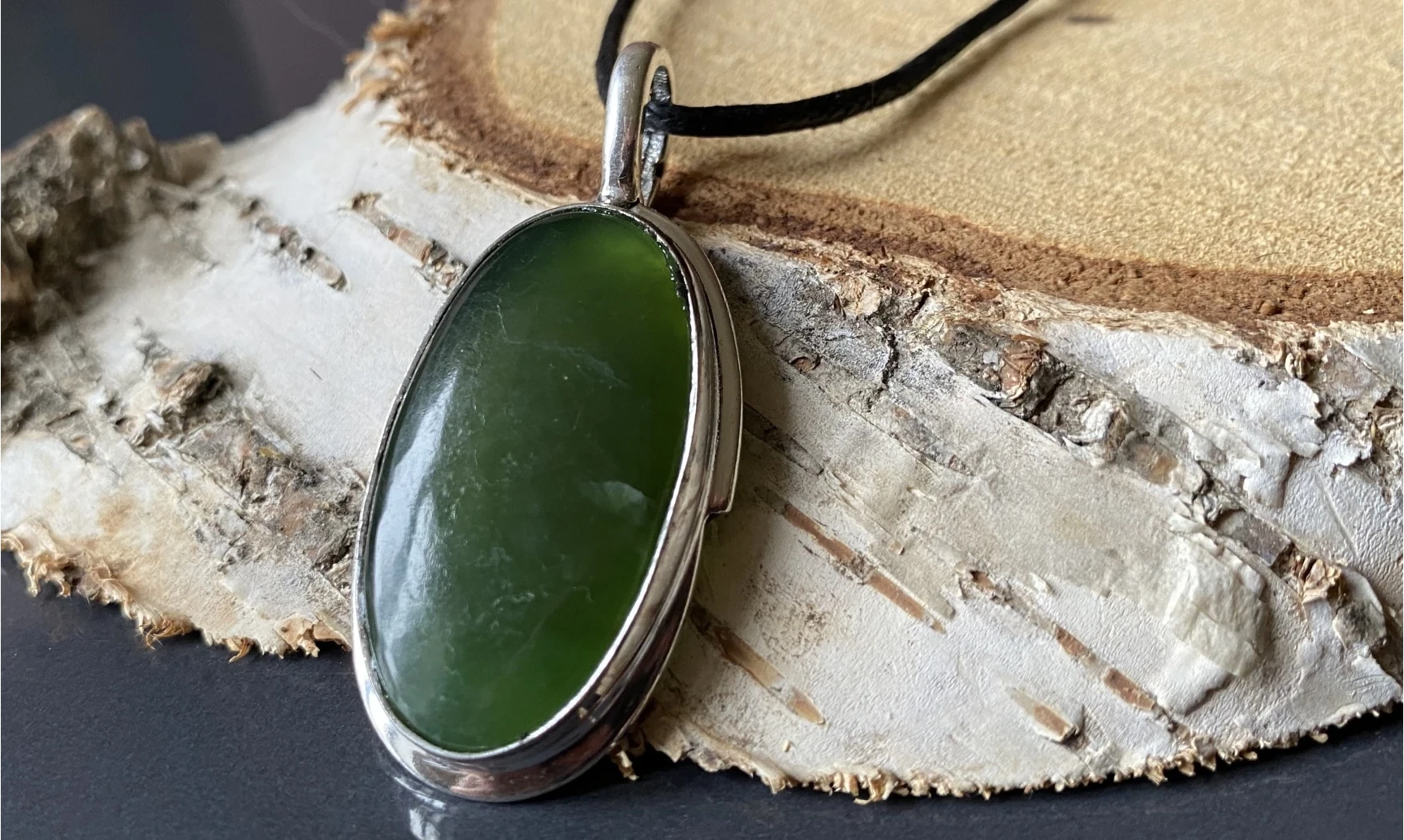 Jade Néphrite pierre pendentif & Argent