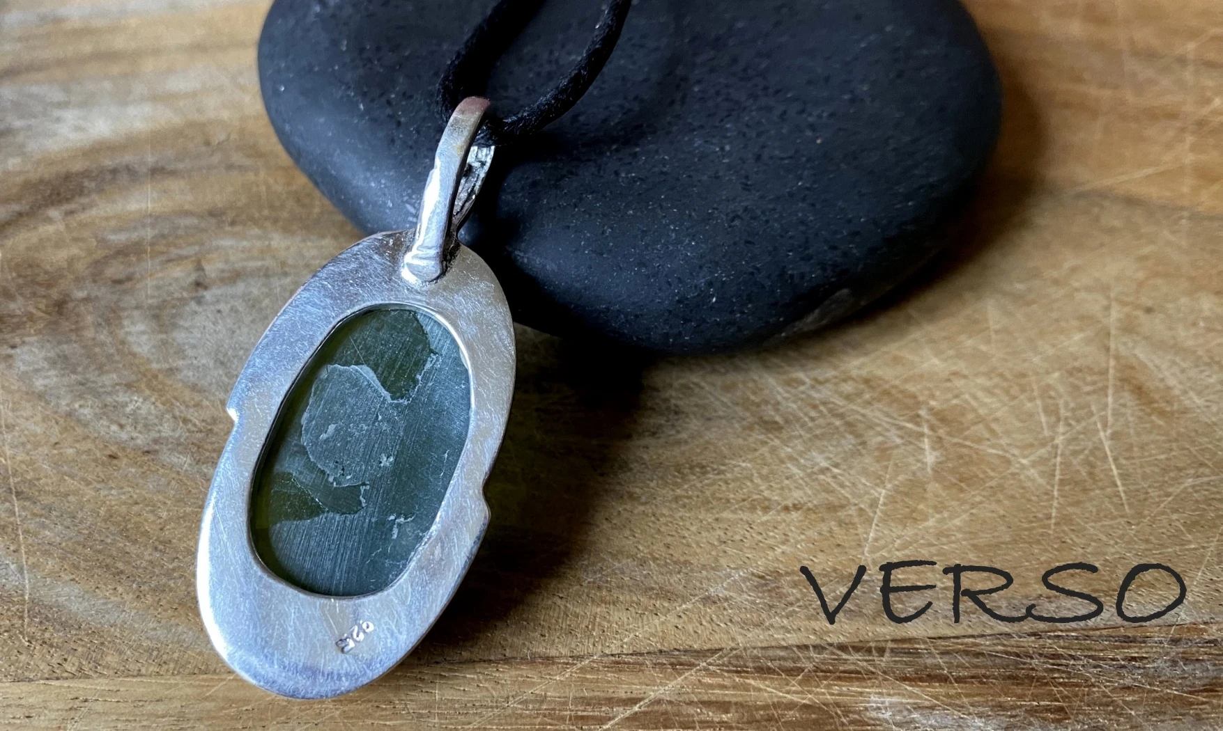 Jade Néphrite pierre pendentif & Argent