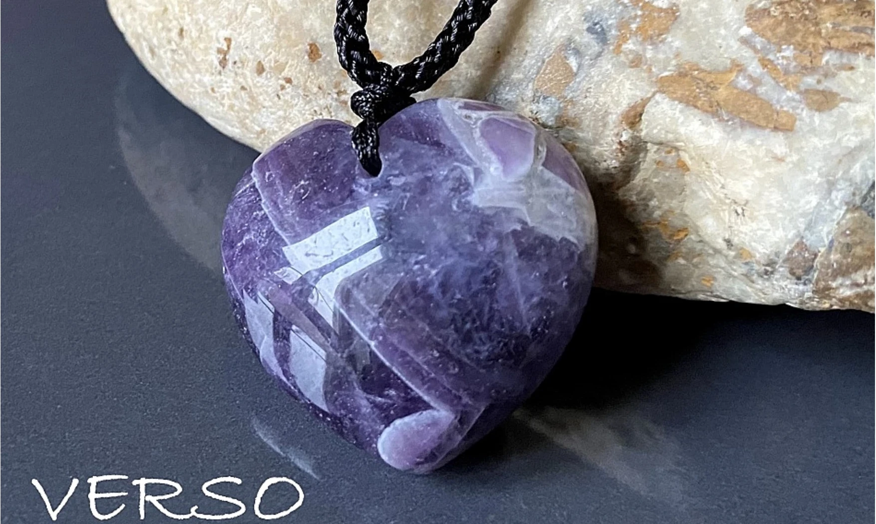 Améthyste Coeur pierre pendentif 1