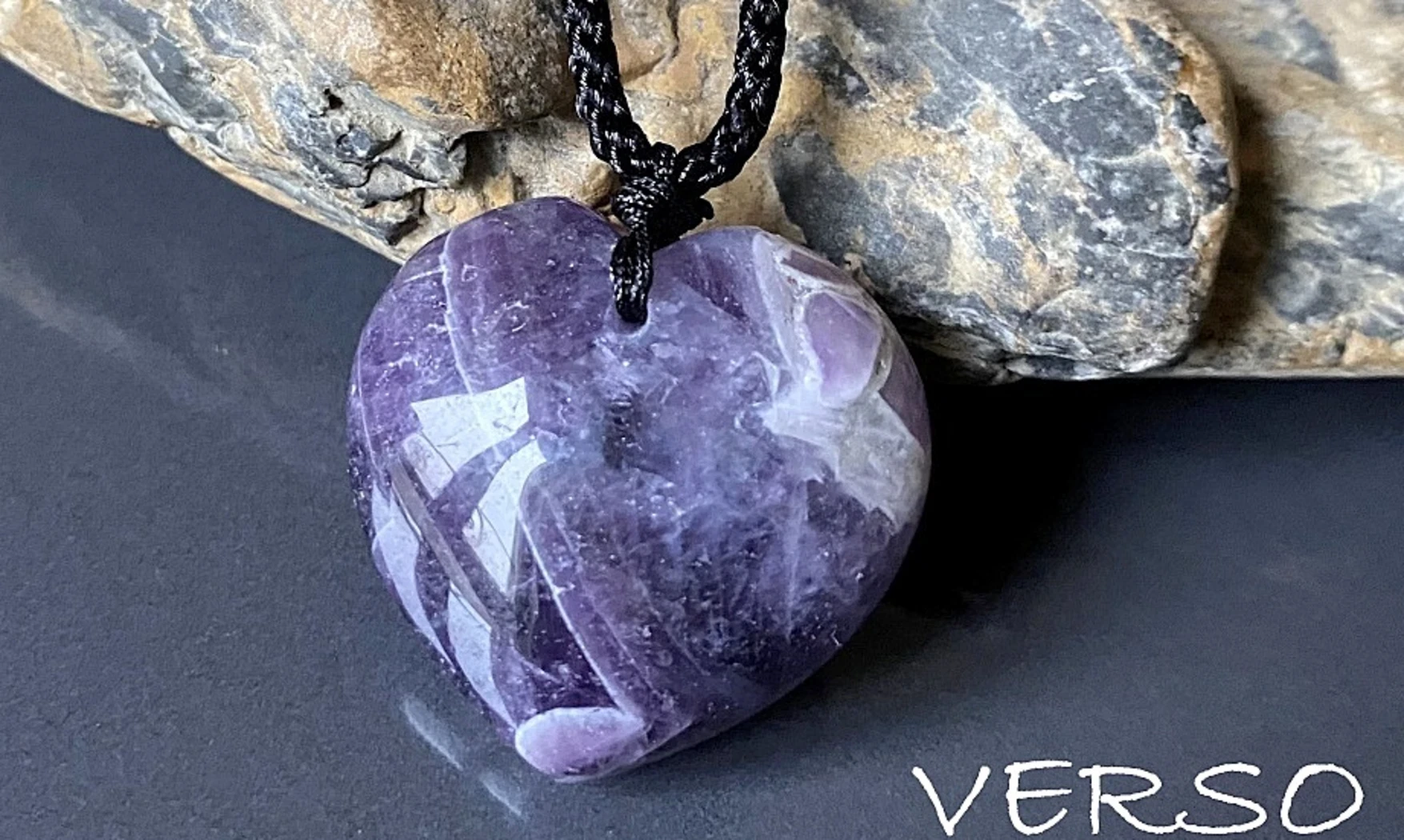 Améthyste Coeur pierre pendentif 1