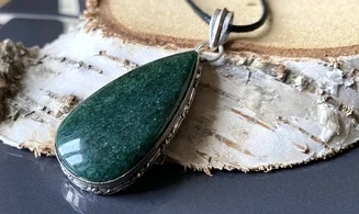 Fuchsite verte pierre pendentif & Argent
