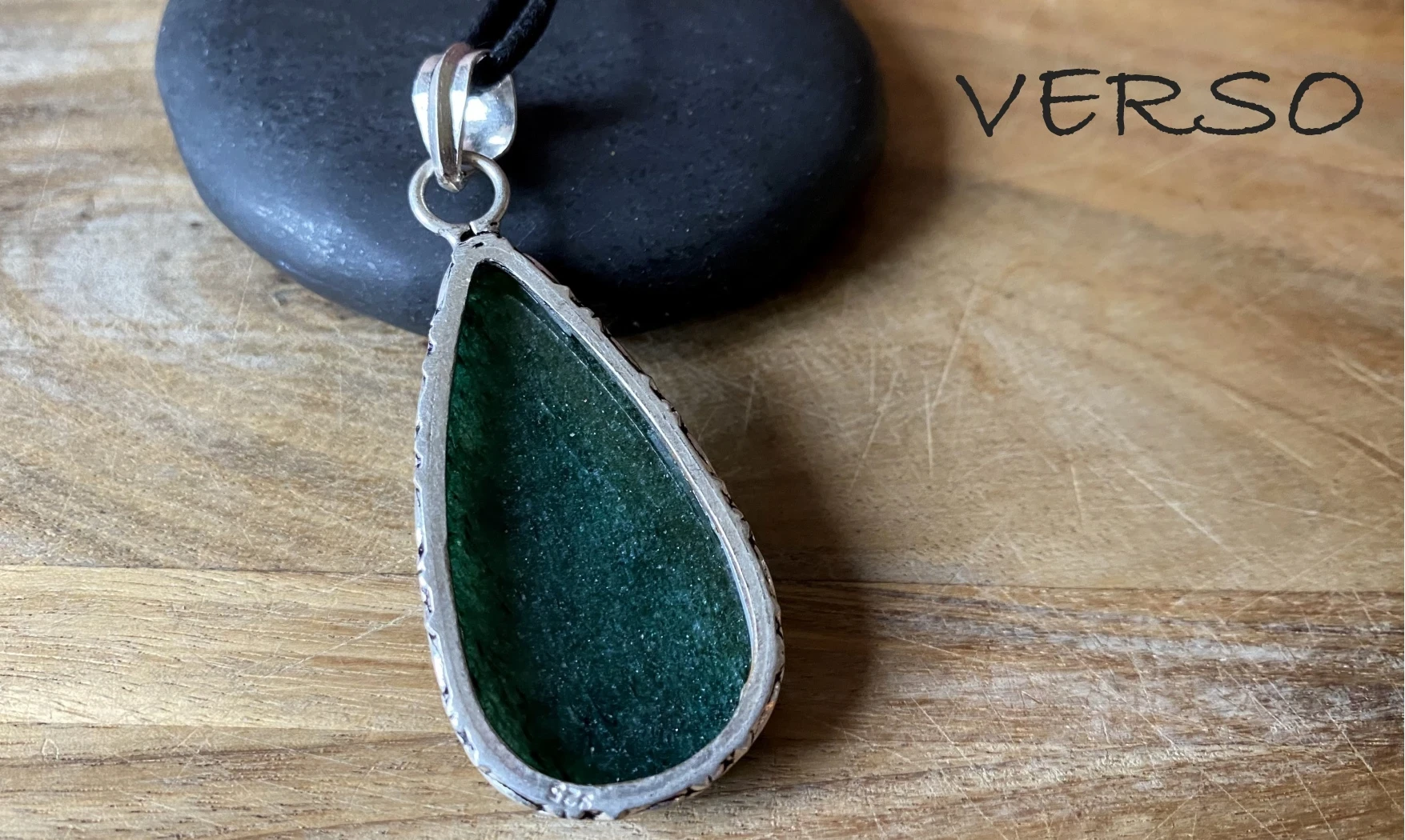 Fuchsite verte pierre pendentif & Argent