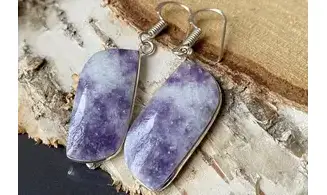 925 Silver plated Earrings Lepidolite